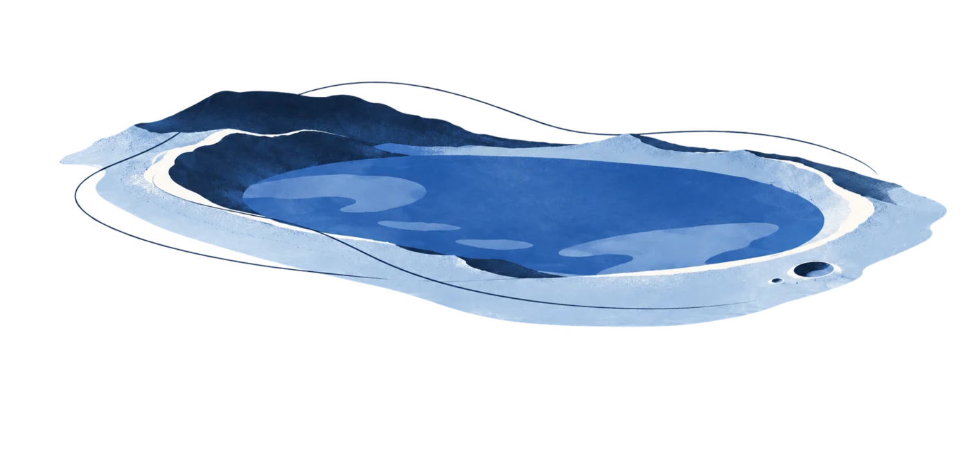 Illustration of a lunar mare basin with its layered rim