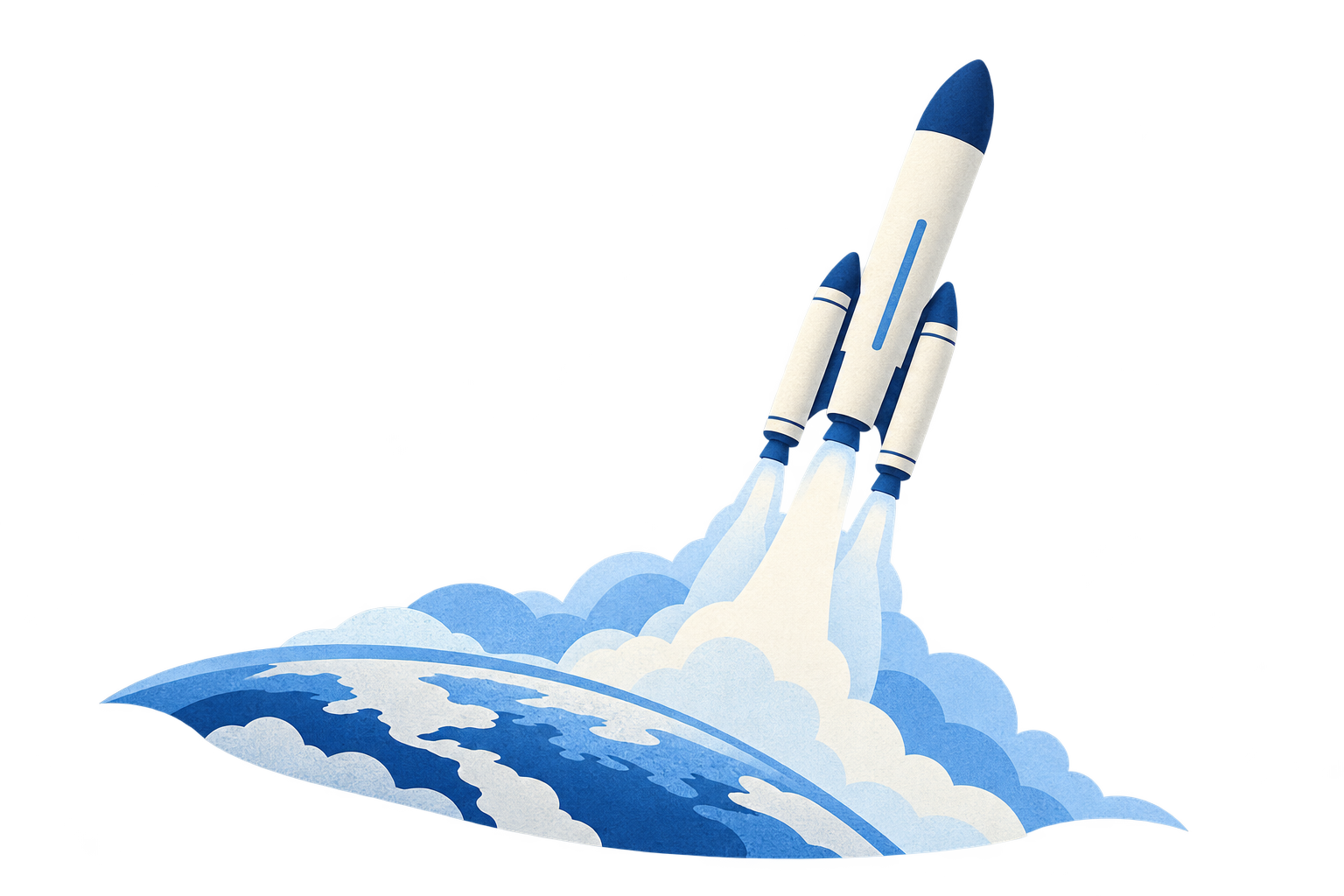Conceptual cut-paper illustration of Ariane 6 ascending above the curved Earth